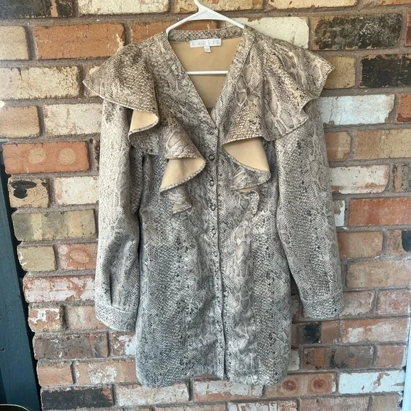 Karlie Ruffle Python Print Snap Front Dress - Picture 9 of 10